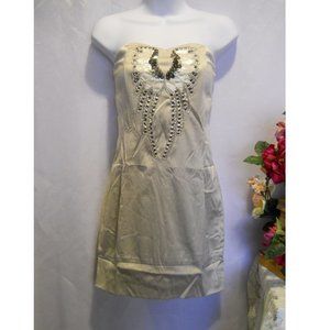 Nikibiki Women's Dress Mini Strapless Gray Embellished Fitted Mini Dress Size S